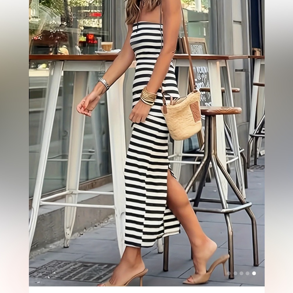 Black and White striped tube dress XL NWT - Picture 2 of 5